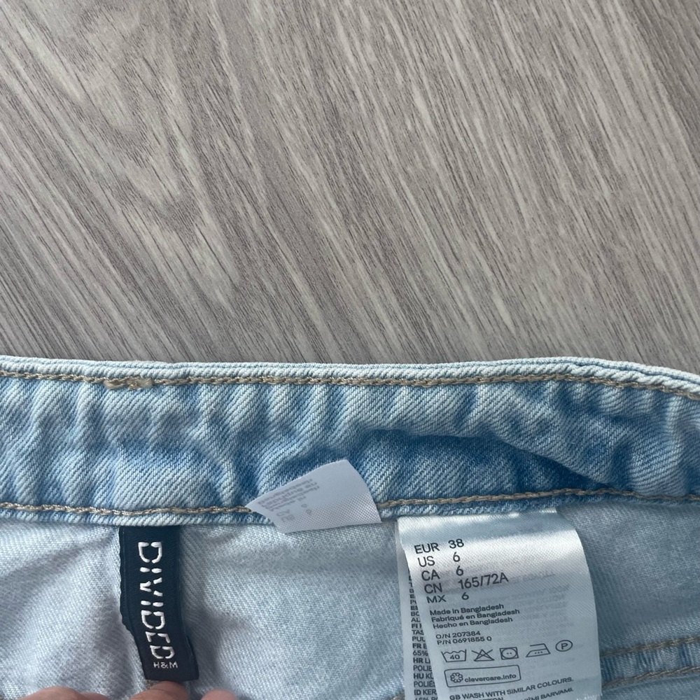 H&M Light Blue and Distressed Denim Mini Skirt - Size 6 - Picture 6 of 6